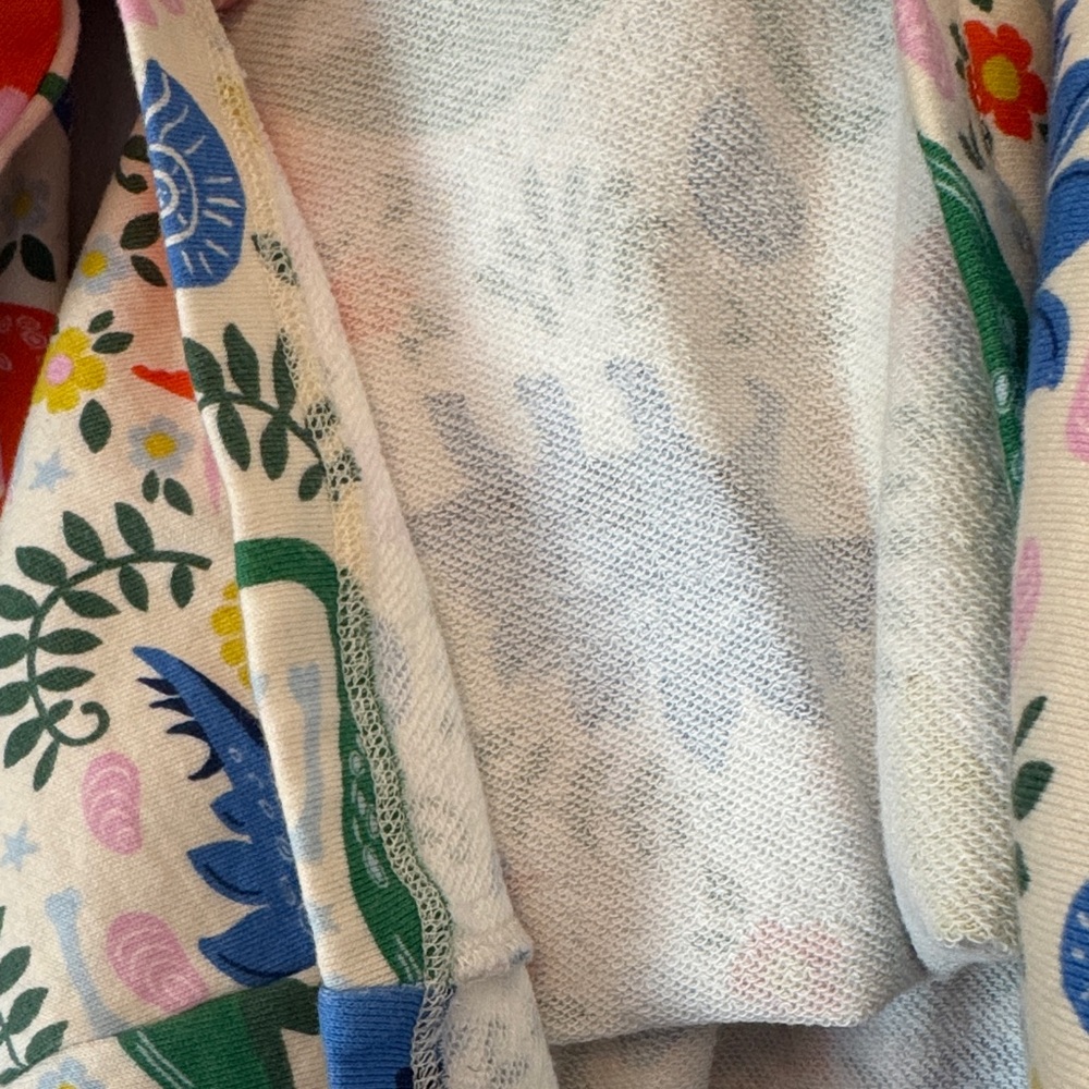 Mini Boden Cream Dress with Multicolor Dinosaur Print (blue, green, red, yellow) - Picture 6 of 8